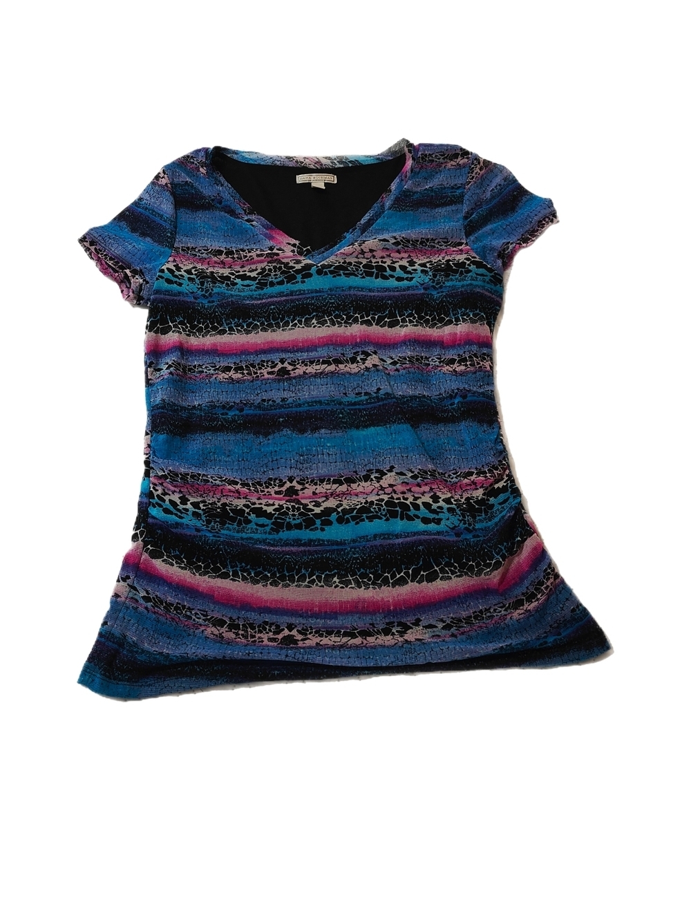 Dana Buchman Top Blue Short Sleeve Blouse Sz Large